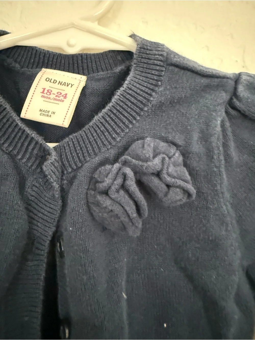 Old Navy Navy Knit Cardigan with Flower Detail